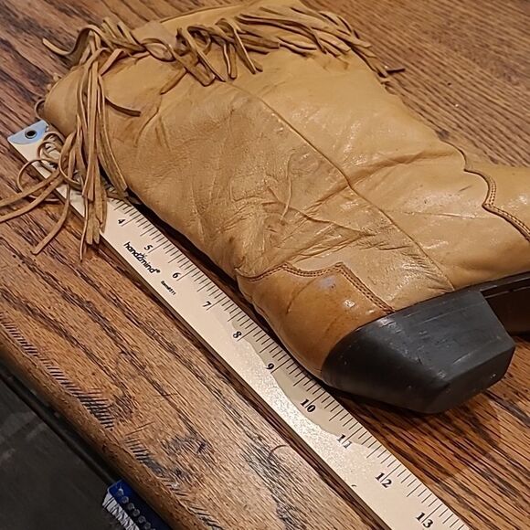 Dingo length 10" boots with 2 inch heel, fringed boots.  Genuine leather i - Picture 6 of 12